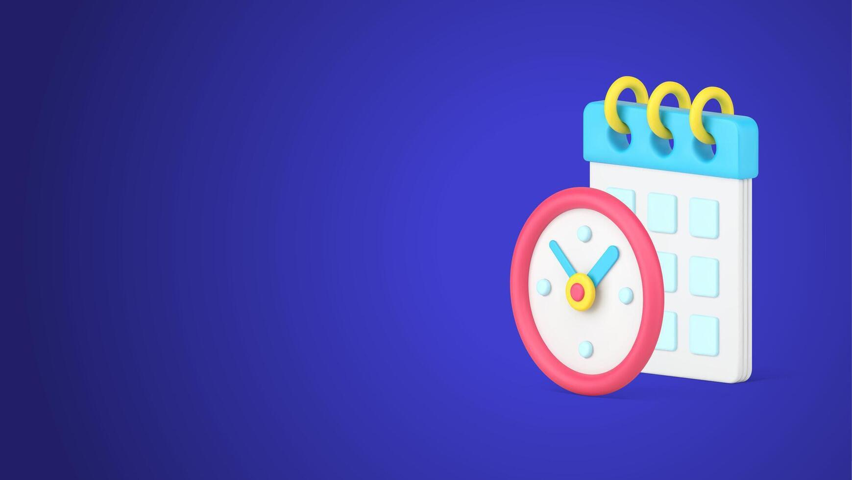 Time management deadline agenda control countdown productivity marketing strategy 3d icon vector
