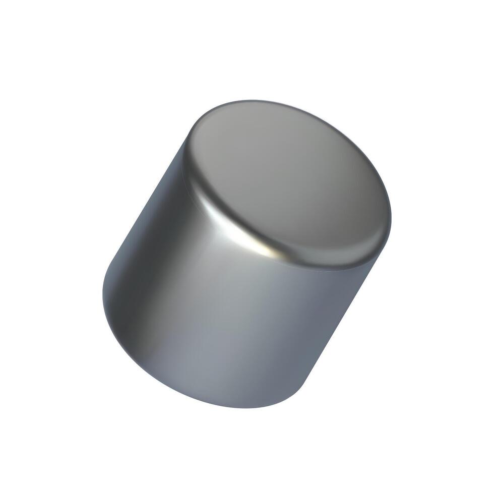 Silver cylinder in 3D Style isolated on white background. illustration vector