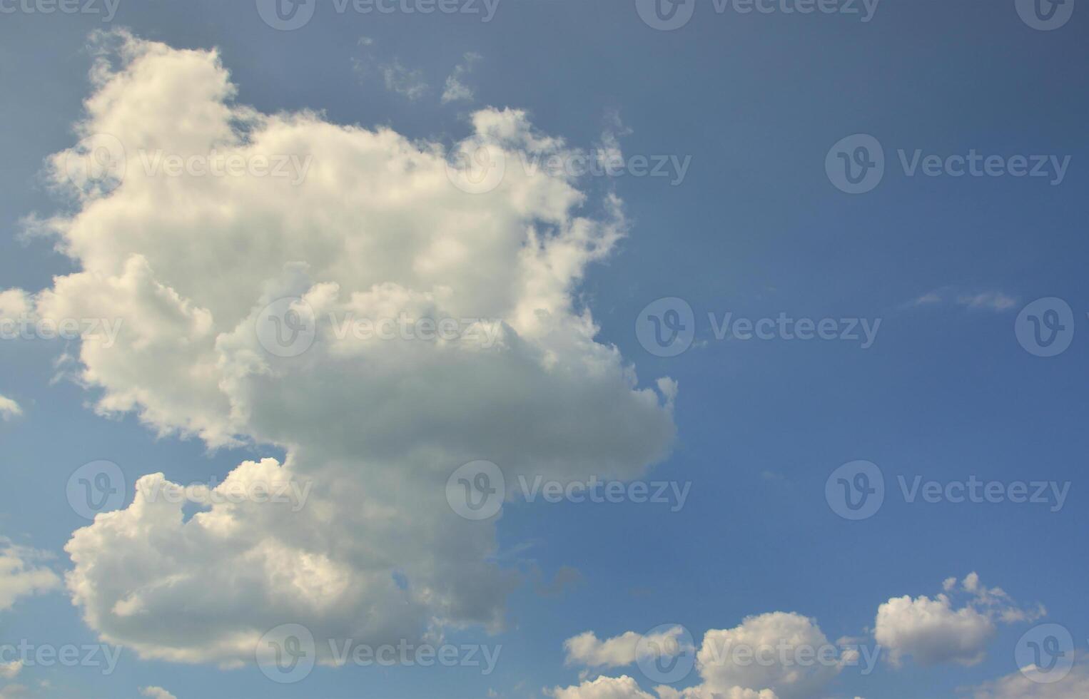 Beautiful blue sky background template with some space for input text message below isolated on blue photo
