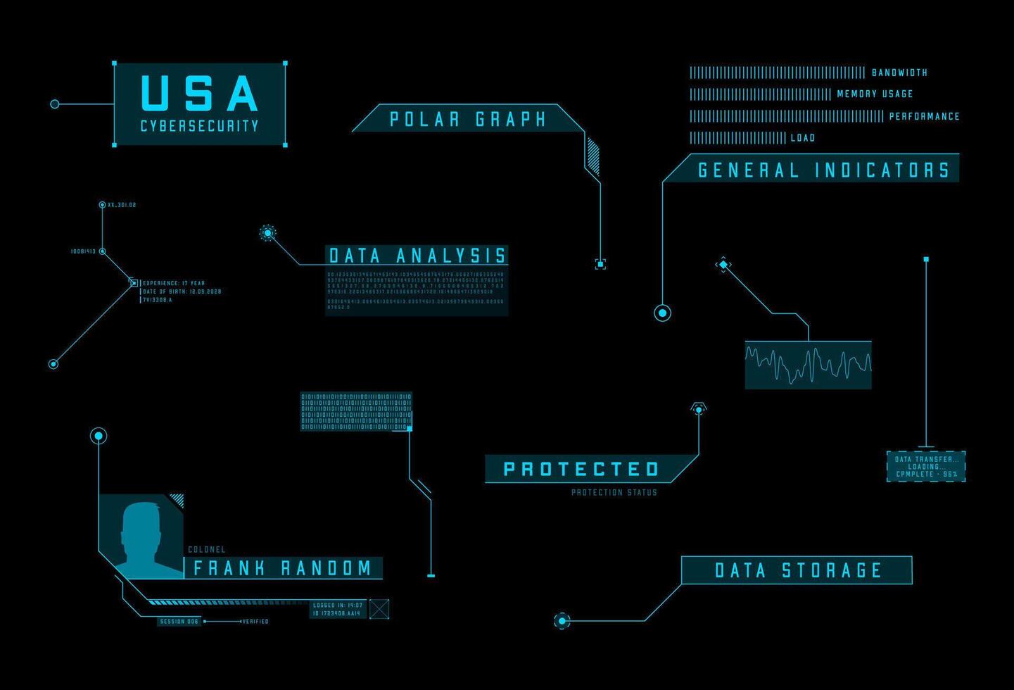 HUD callout UI design elements. vector