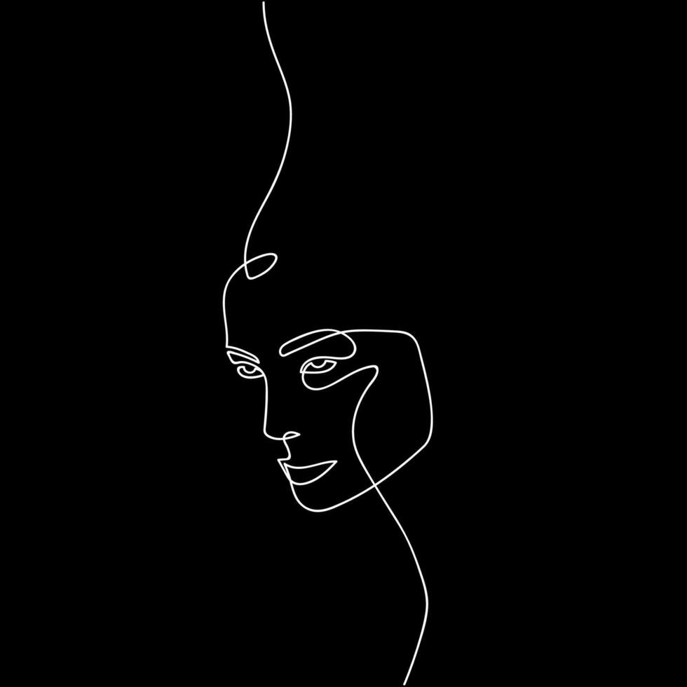 Continuous line envious face. vector