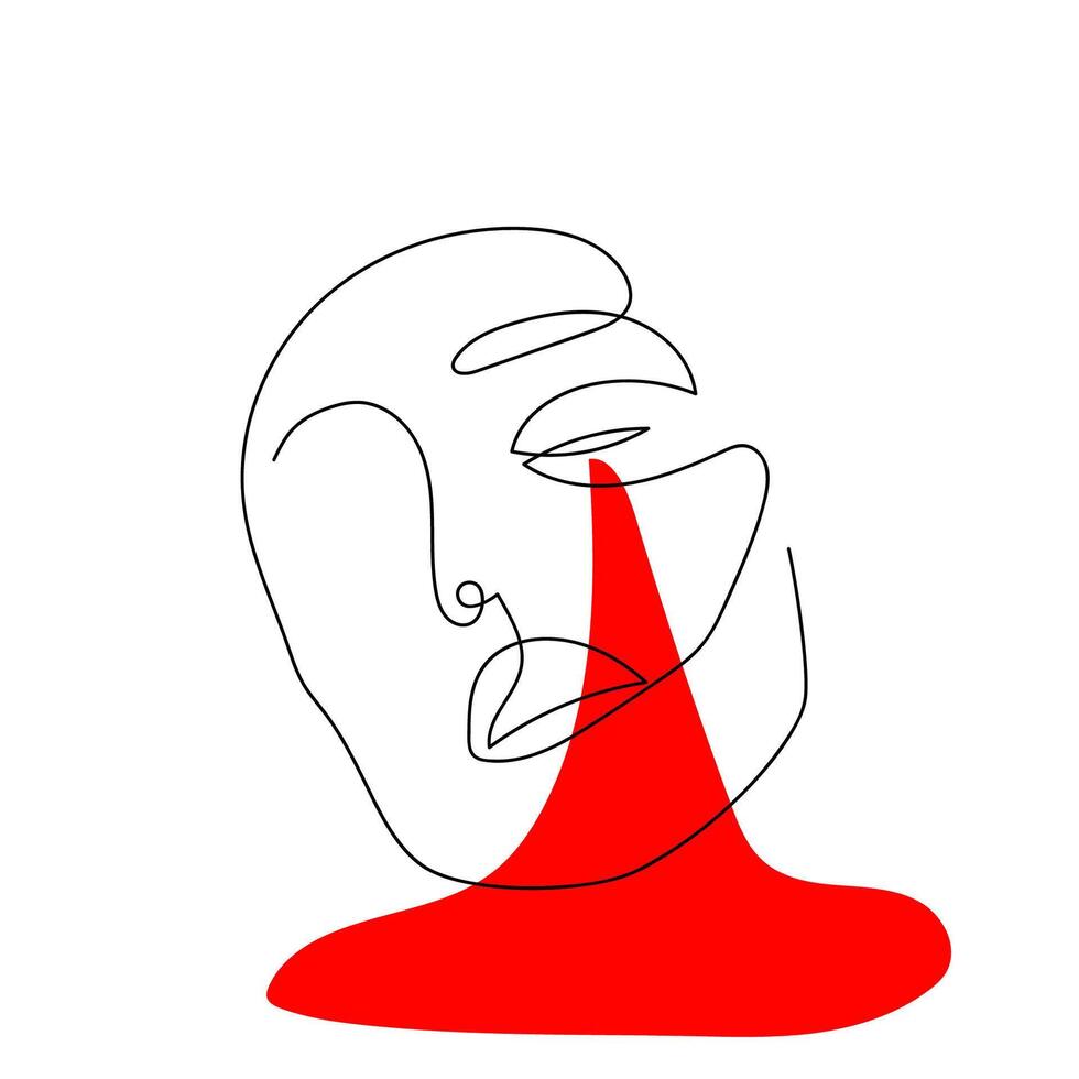 Continuous line abstract face. vector