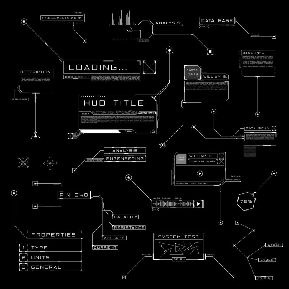 Callouts titles in HUD style. vector