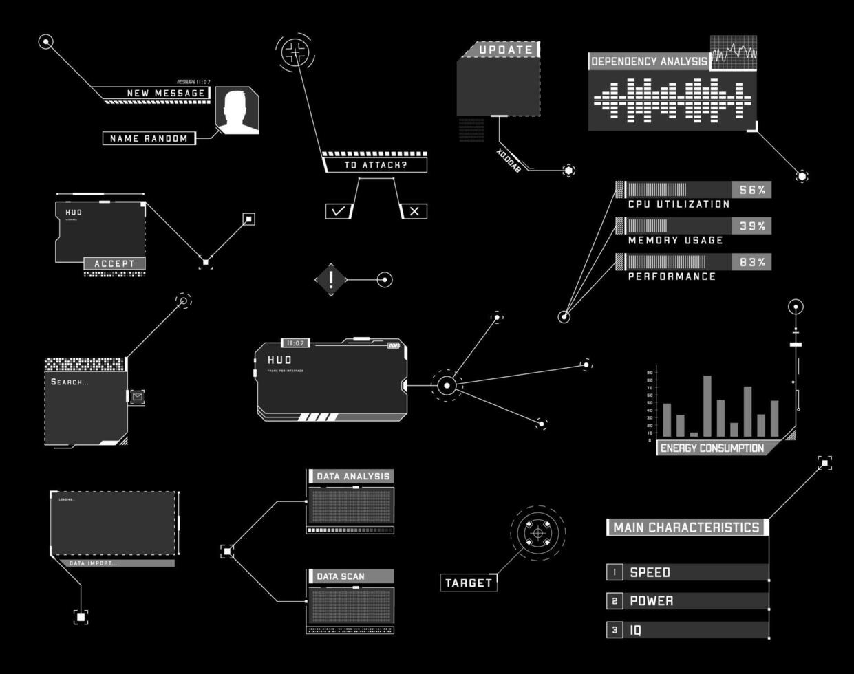 HUD callout UI design elements. vector