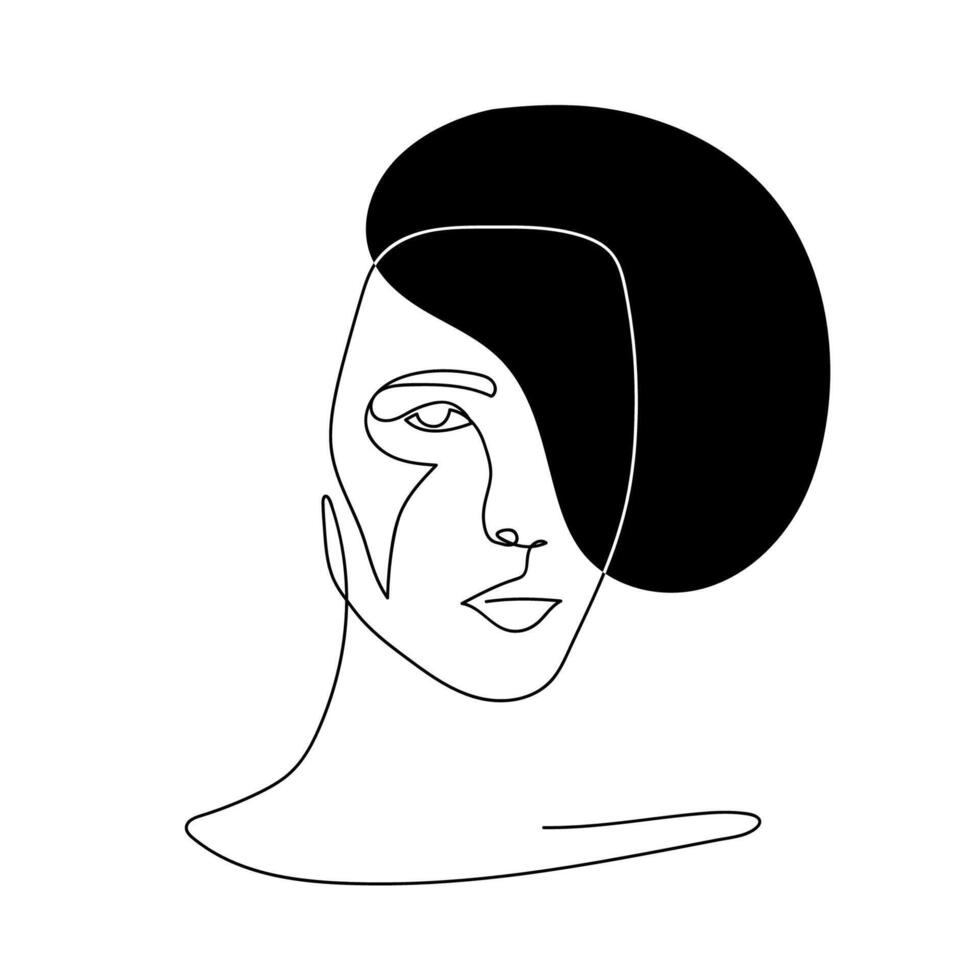 Continuous line abstract face. vector