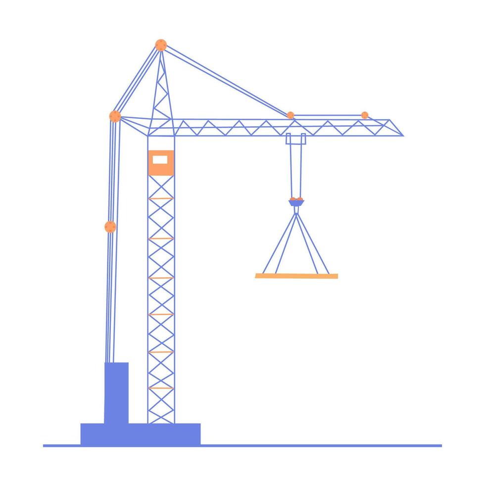 Industrial Construction crane isolated on white background. Building constructing. Flat isolated llustration vector