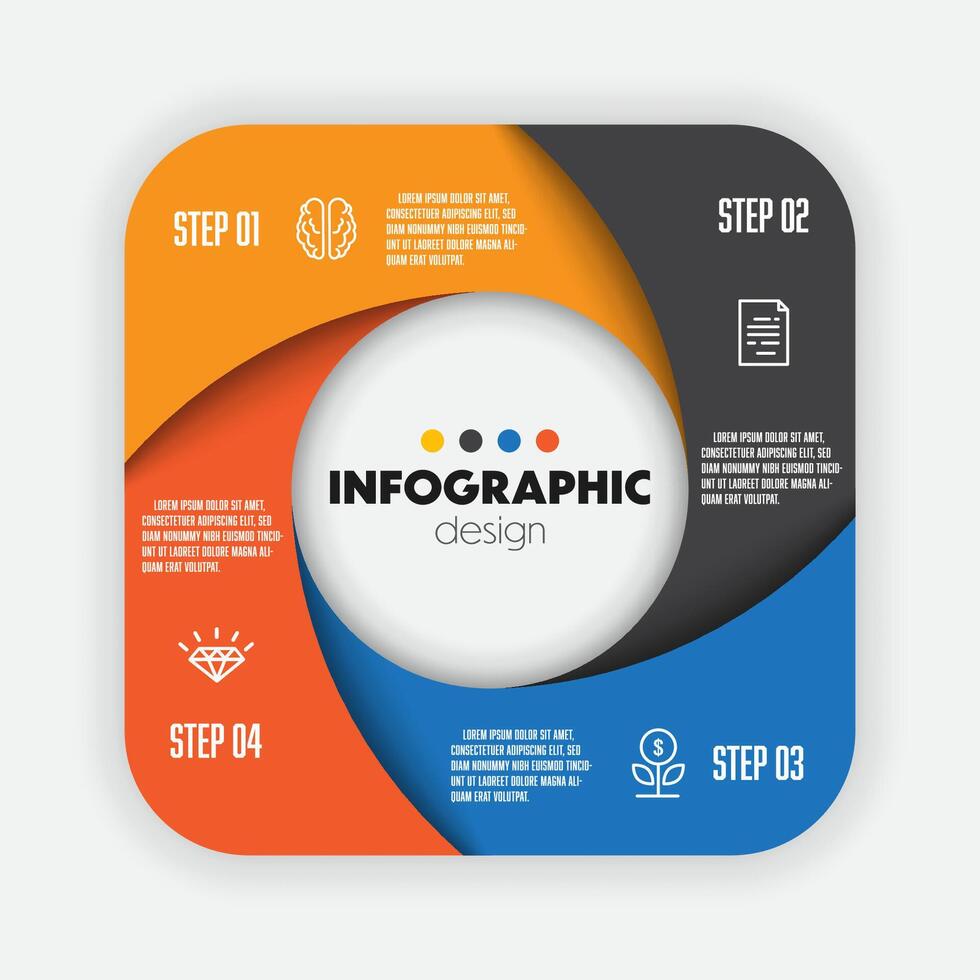 Infographic diagram chart 4 step with icons business for presentration. vector