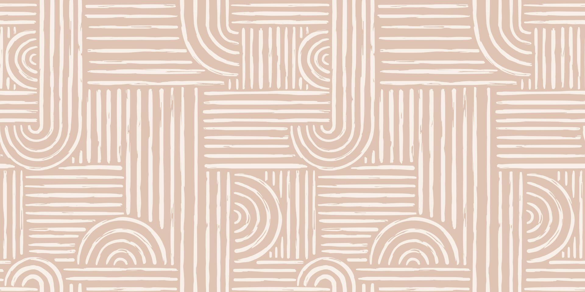 Trendy aesthetic abstract seamless pattern with geometric print. Minimalistic Organic brush stroke, ink texture. Simple design for wallpaper, textile, wrapping, packing, fabric, branding, decoration vector