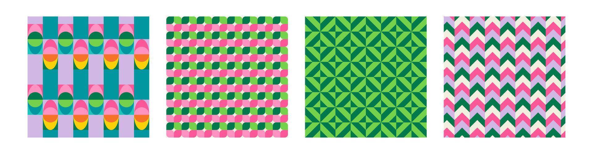 Set of Essential geometric printable seamless pattern with abstract Minimal elegant line form stroke shapes in vibrant colors. Modern simple background in minimalist mid century style wall art vector
