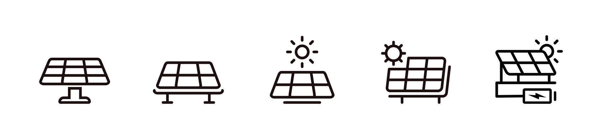 Ecology energy collection of solar panel icon set illustration vector