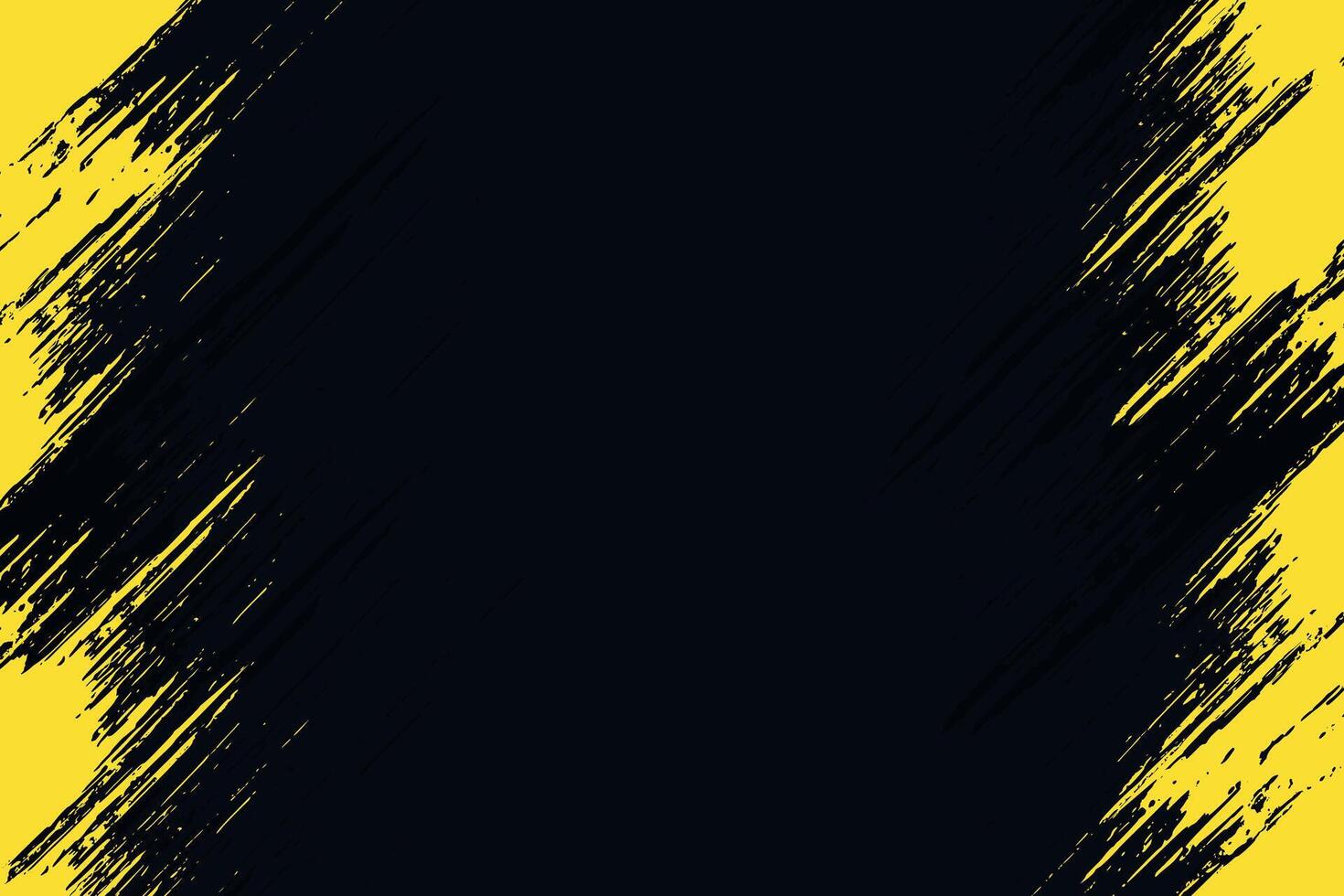 Yellow grunge texture background. Abstract yellow brush stroke texture on black background. vector