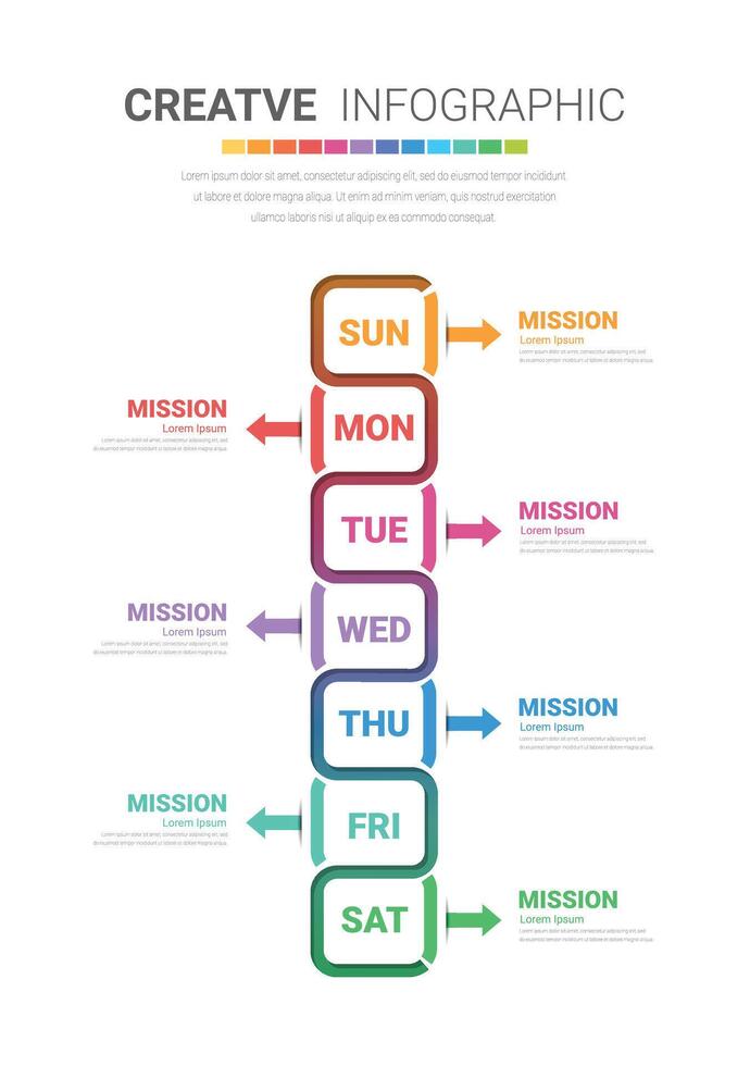 Timeline, Timeline business for 7 day, week, infographics design and Presentation can be used for Business concept with 7 options, steps or processes. vector