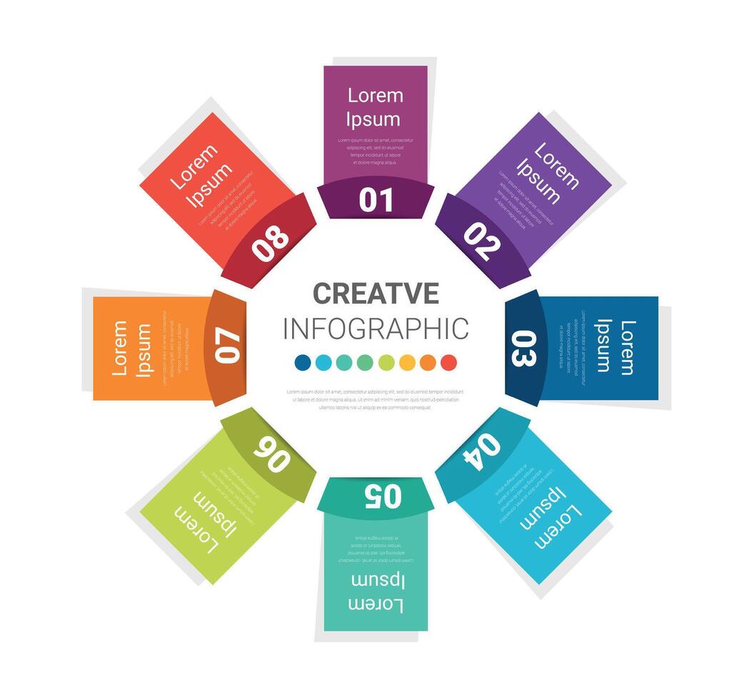 Circle Infographic thin line design and 8 options or steps. Can be used for presentations banner, workflow layout, process diagram, flow chart. vector
