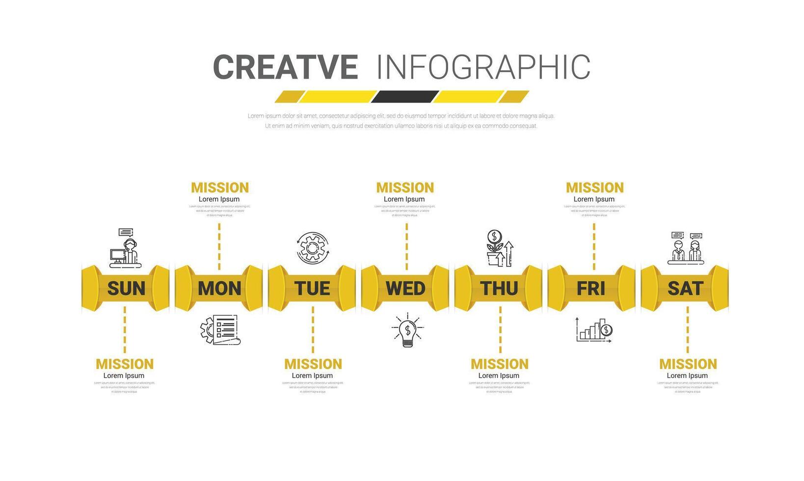 Timeline, Timeline business for 7 day, week, infographics design. vector