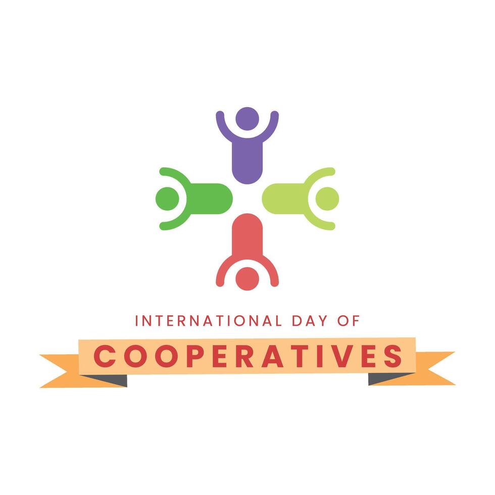 International day of cooperatives flat illustration for poster, flyer, card. vector