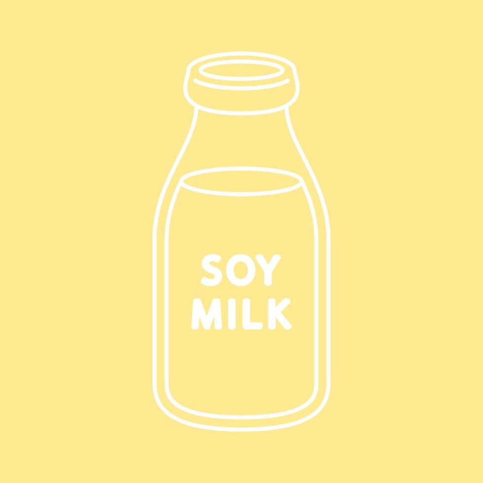 Soy milk logo design. Soy milk in glass bottle . Soy milk doodle symbol. vector