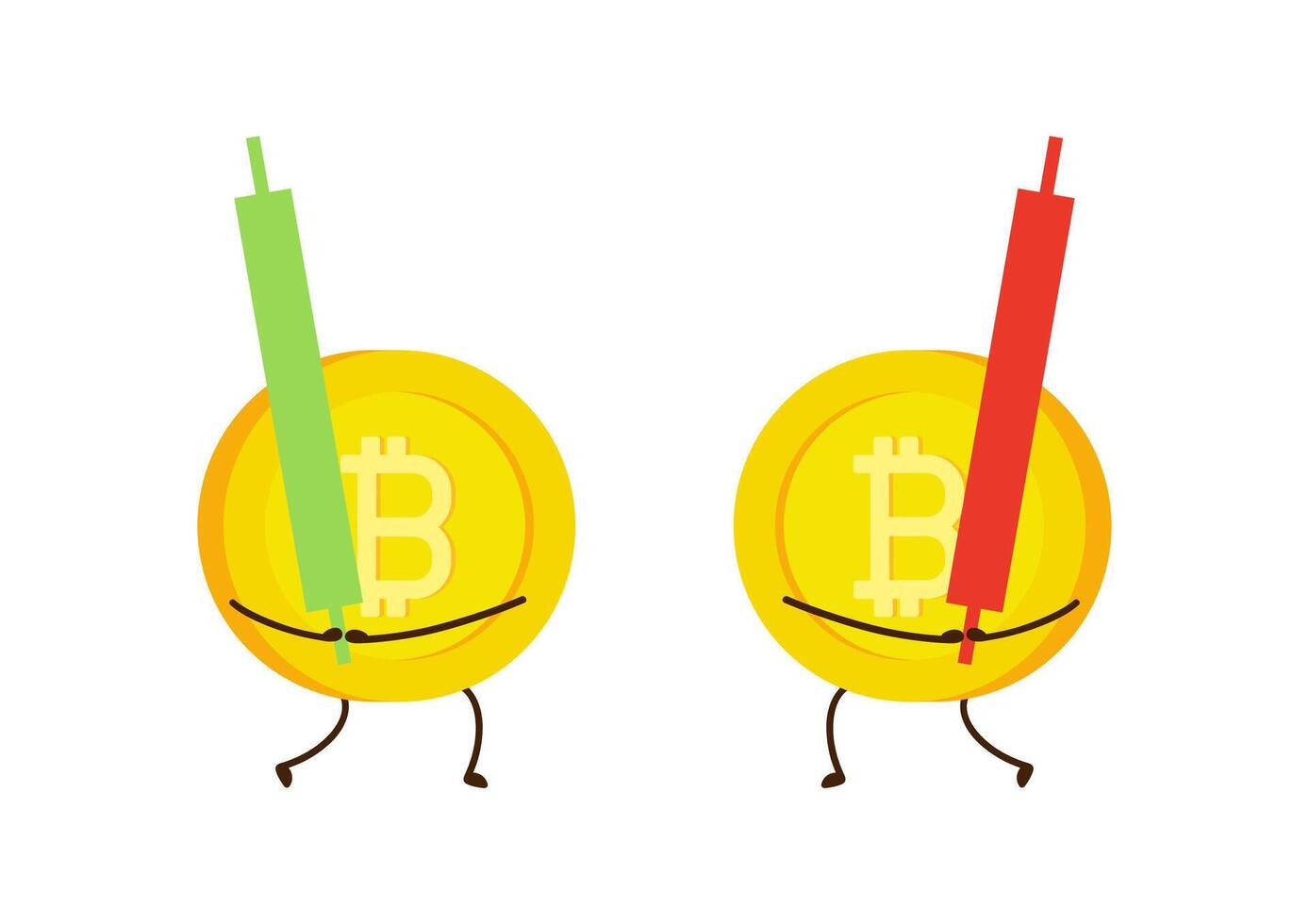 Coin character design. Bitcoin . vector