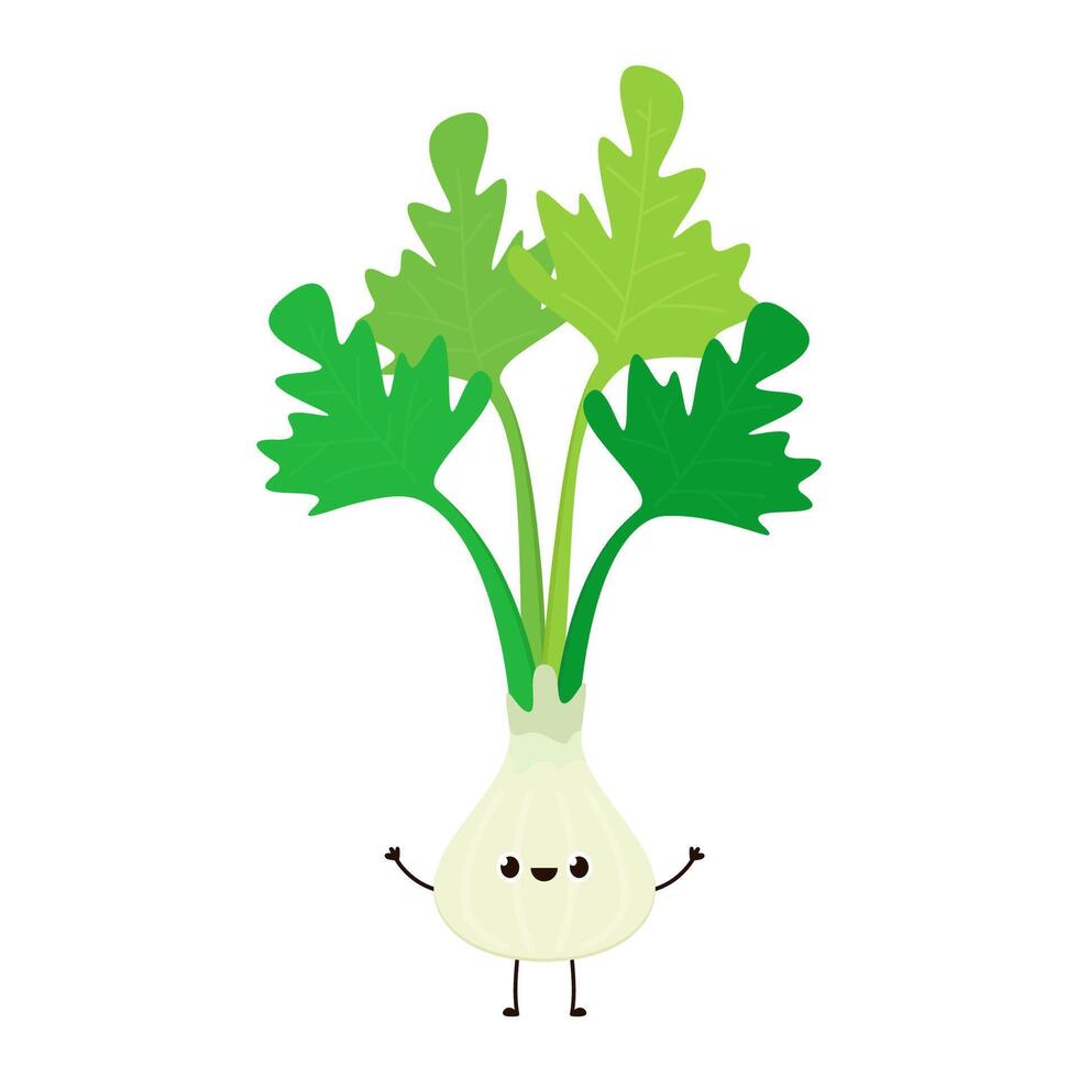 Coriander character design. Coriander cartoon on white background. vector