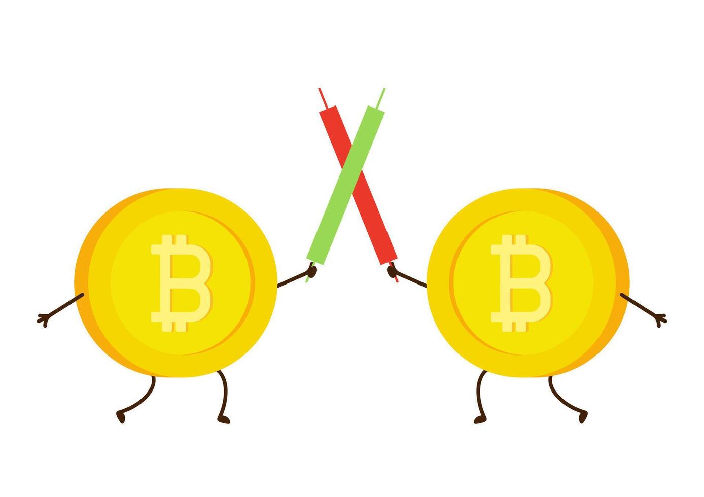Coin character design. Bitcoin . vector