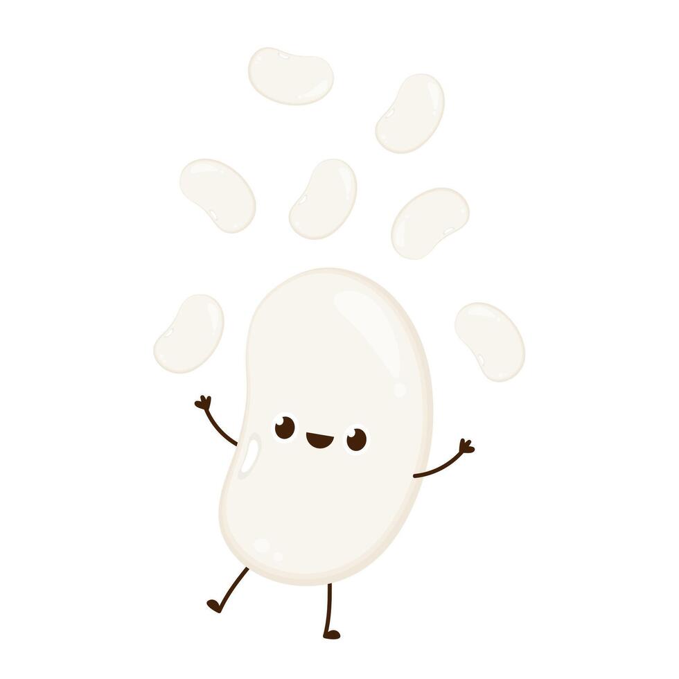 White kidney beans character design. White kidney beans . vector