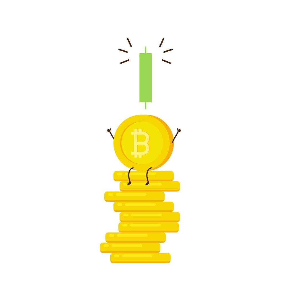 Coin character design. Bitcoin . vector