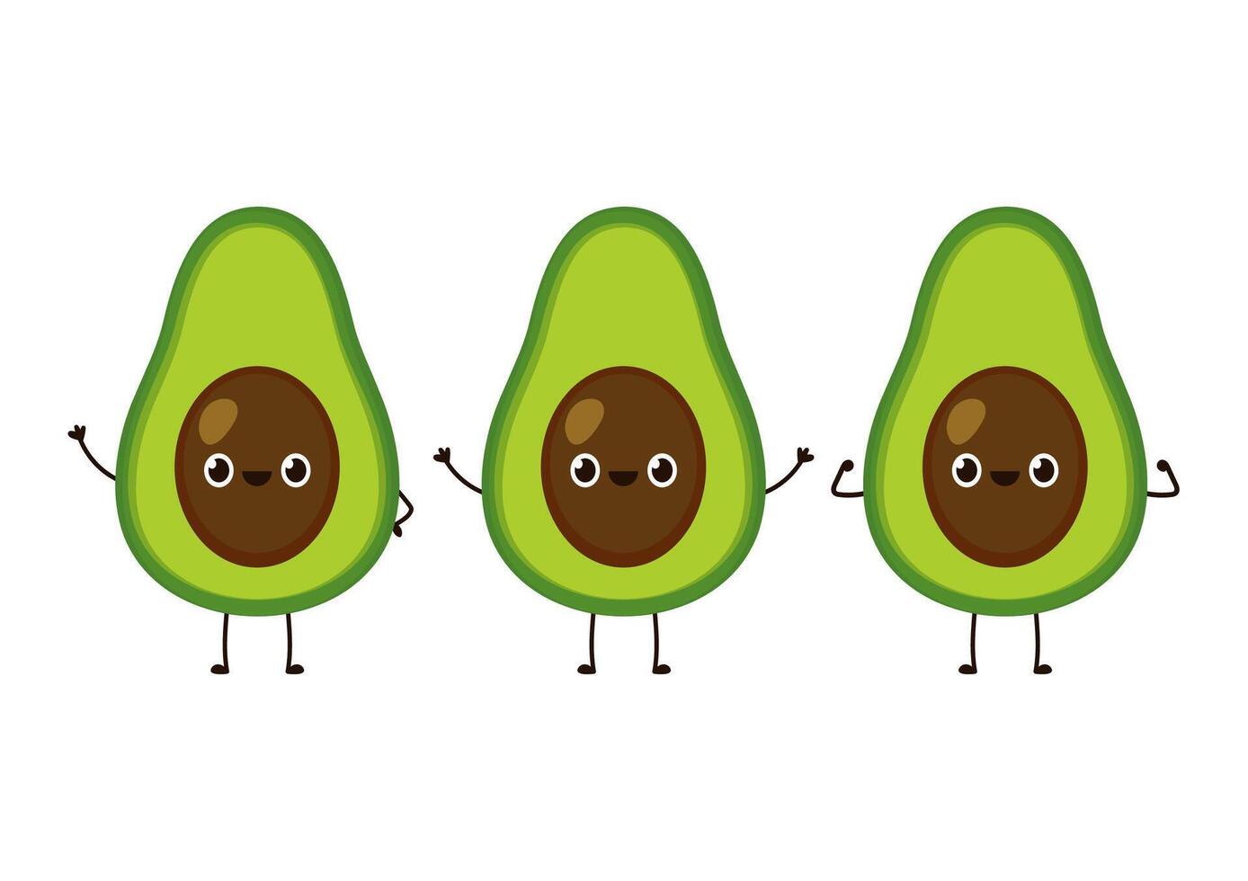 Avocado character design. Avocado on white background. Avocado . free space for text. wallpaper. copy space. vector