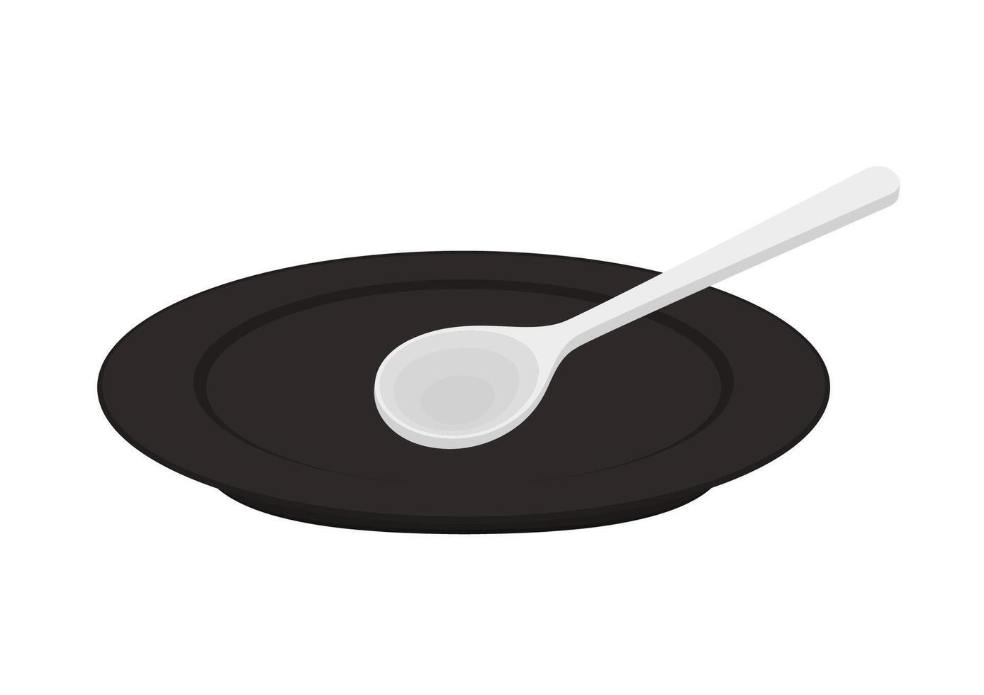 Plate and Wood spoon . Plate on white background. vector