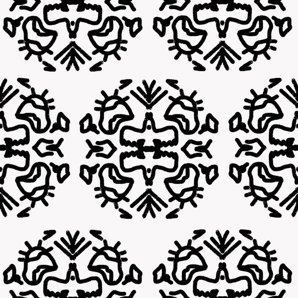 a black and white pattern with a stylized design vector