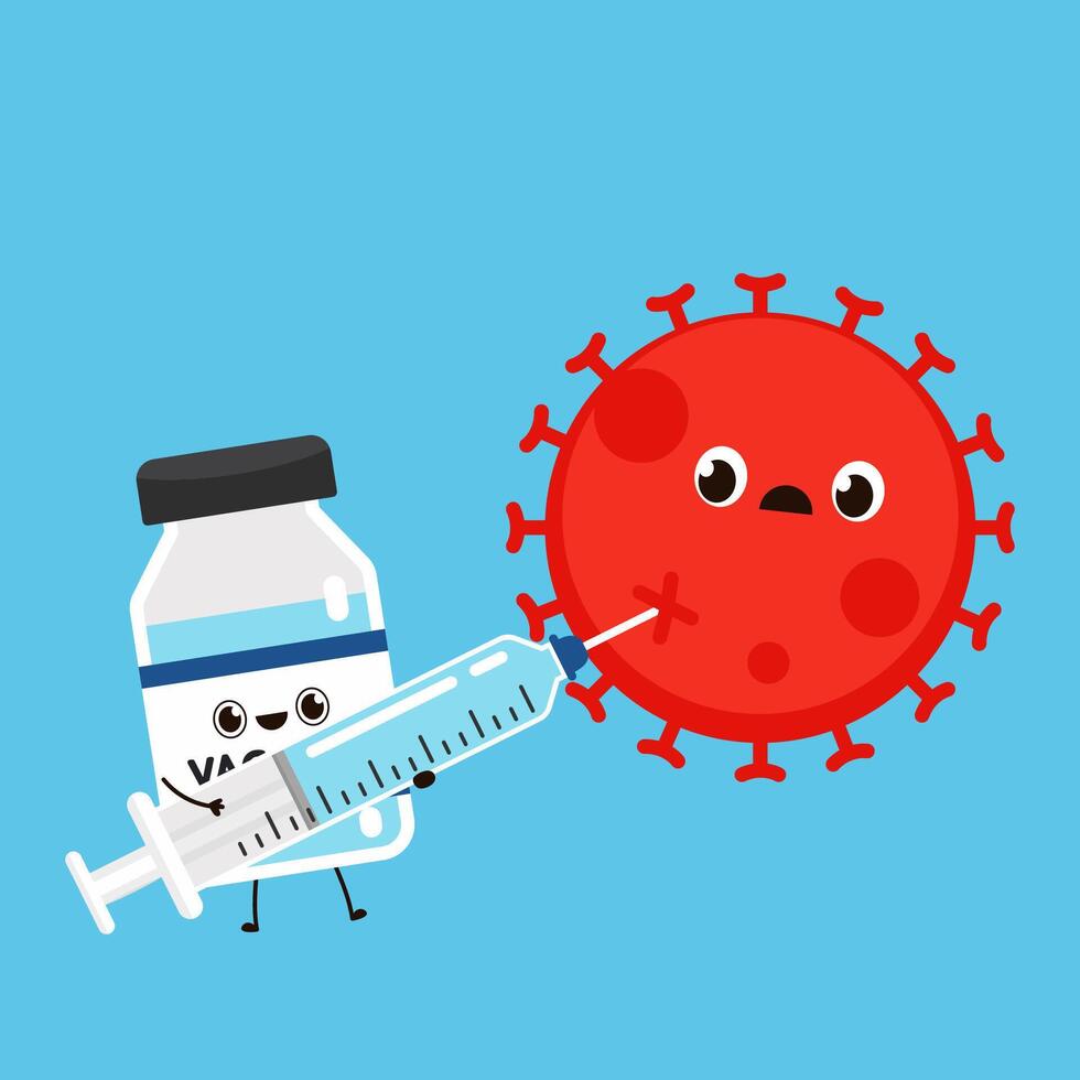 Vaccine Covid-19 . Vaccine virus Covid-19. Bottle vaccine character design. vector