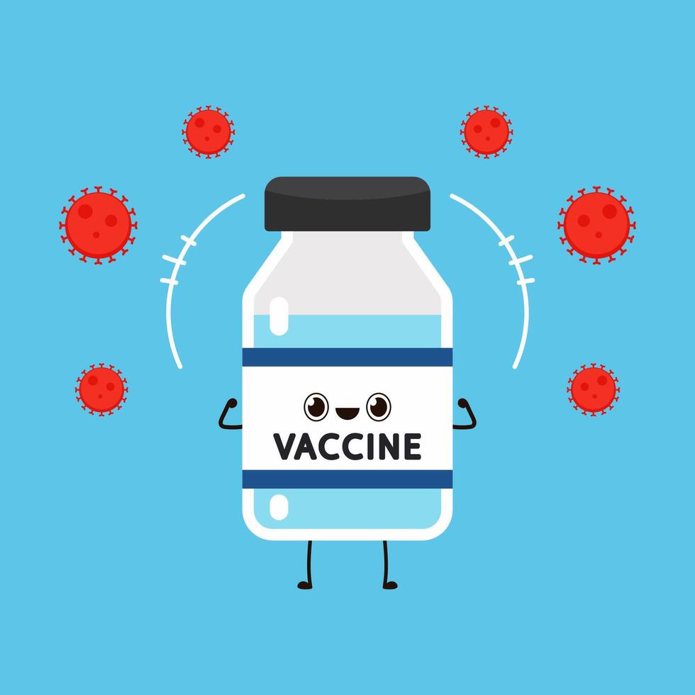 Vaccine Covid-19 . Vaccine virus Covid-19. Bottle vaccine character design. vector
