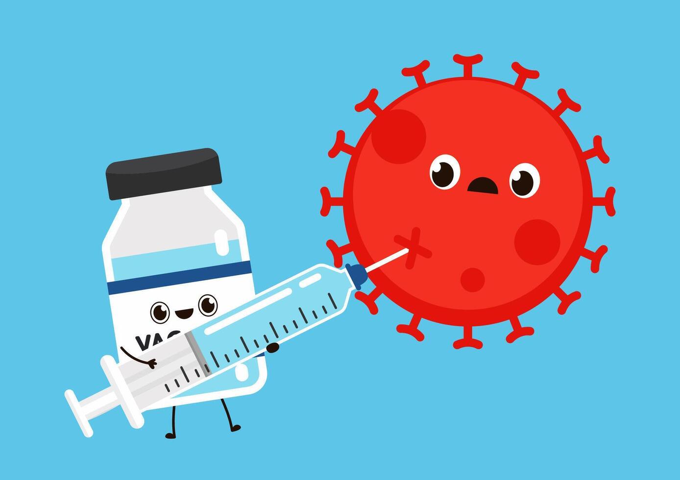 Vaccine Covid-19 . Vaccine virus Covid-19. Bottle vaccine character design. vector