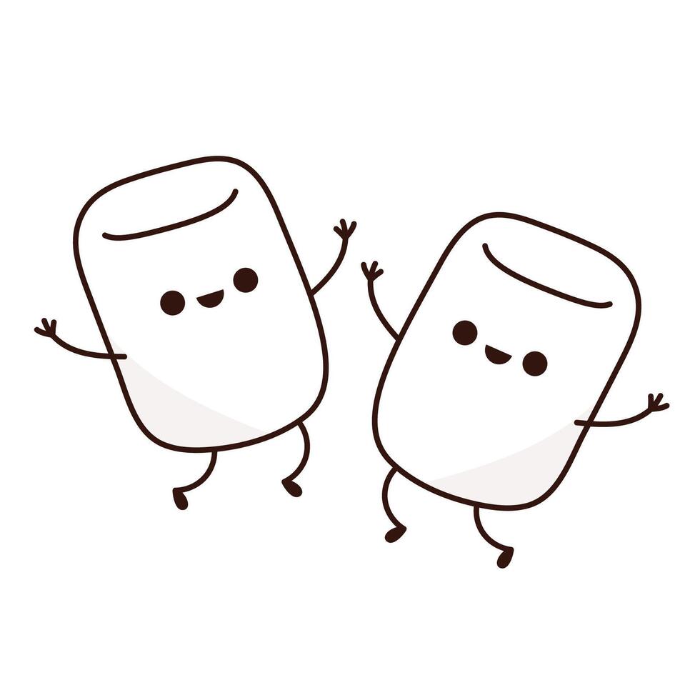 White Marshmallow cartoon. marshmallow character design. Marshmallow . vector