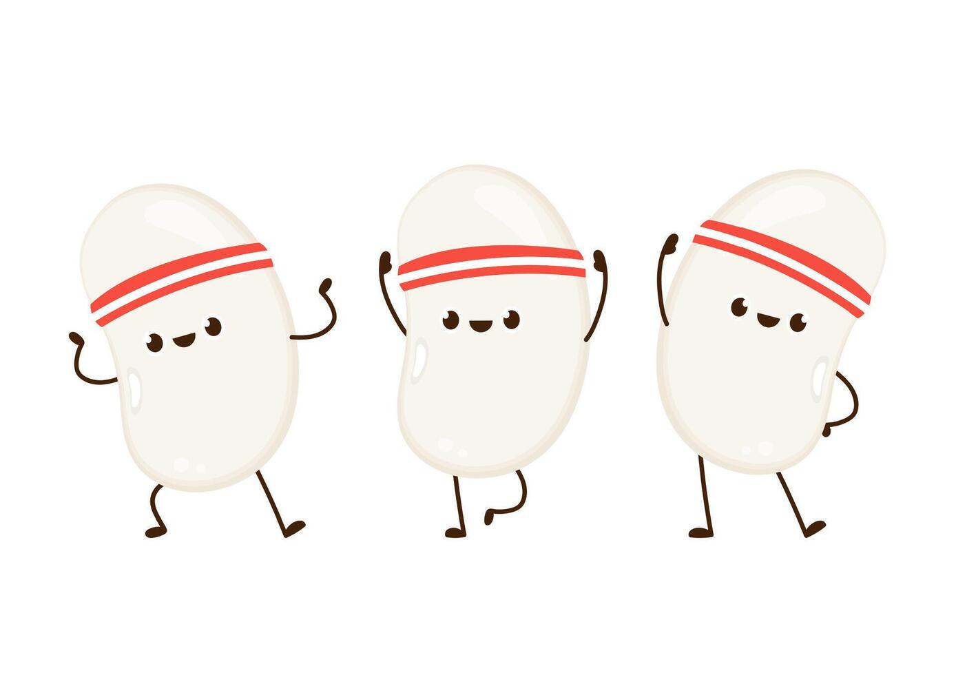 White kidney beans character design. White kidney beans . vector