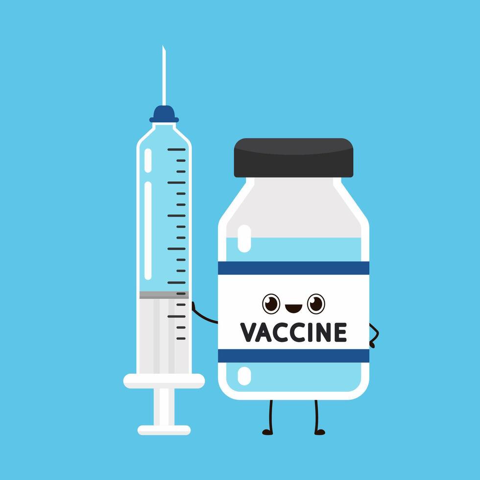 Vaccine Covid-19 . Vaccine virus Covid-19. Bottle vaccine character design. vector