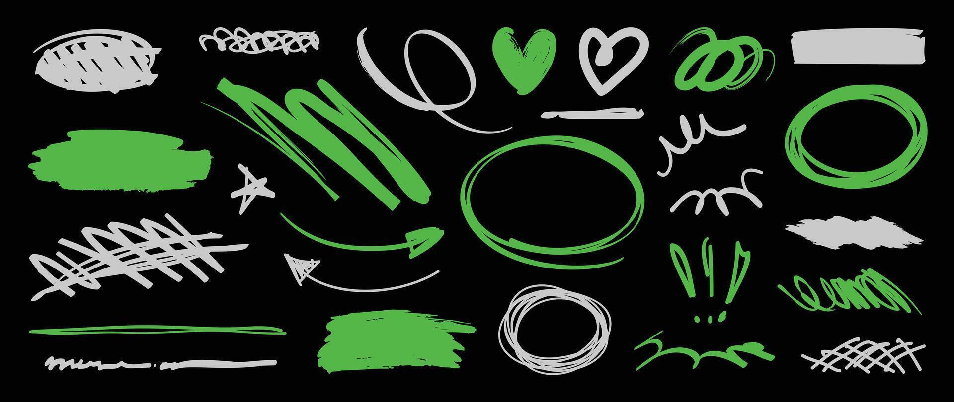 Set of cute pen line doodle element . Hand drawn doodle collection of heart, arrows, scribble, speech bubble, star, marks. Design for print, cartoon, card, decoration, sticker. vector
