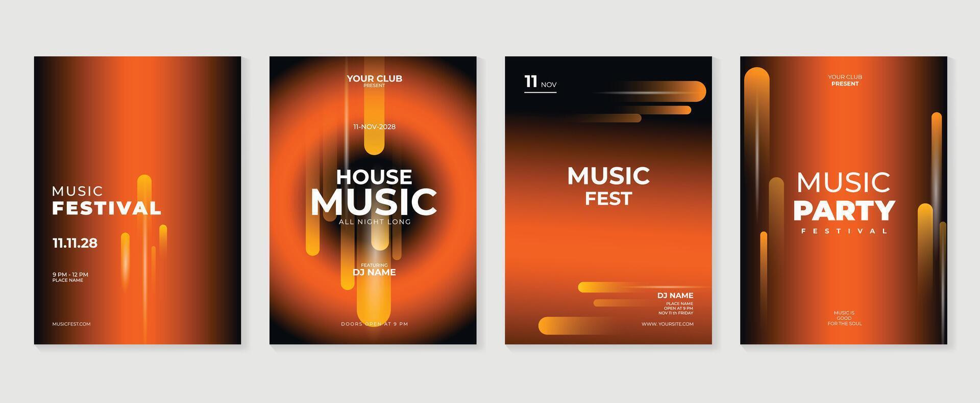 Music poster design background set. Electro Sound Cover template with vibrant perspective 3d geometric prism shape. Ideal design for social media, flyer, party, music festival, club. vector