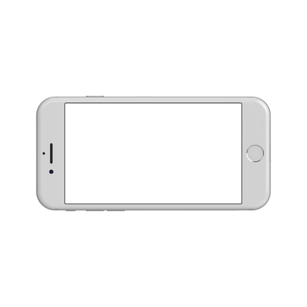 Transparent front display white phone landscape png