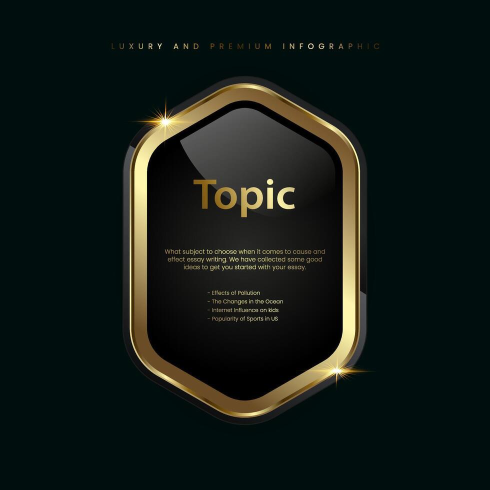 A Golden multipurpose button with luxury stoked in template, a shiny gold element option and Premium button on a dark background vector