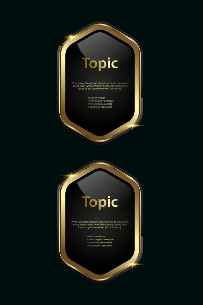 2 Golden multipurpose buttons with luxury stoked in template, two shiny gold options and Premium button on a dark background vector