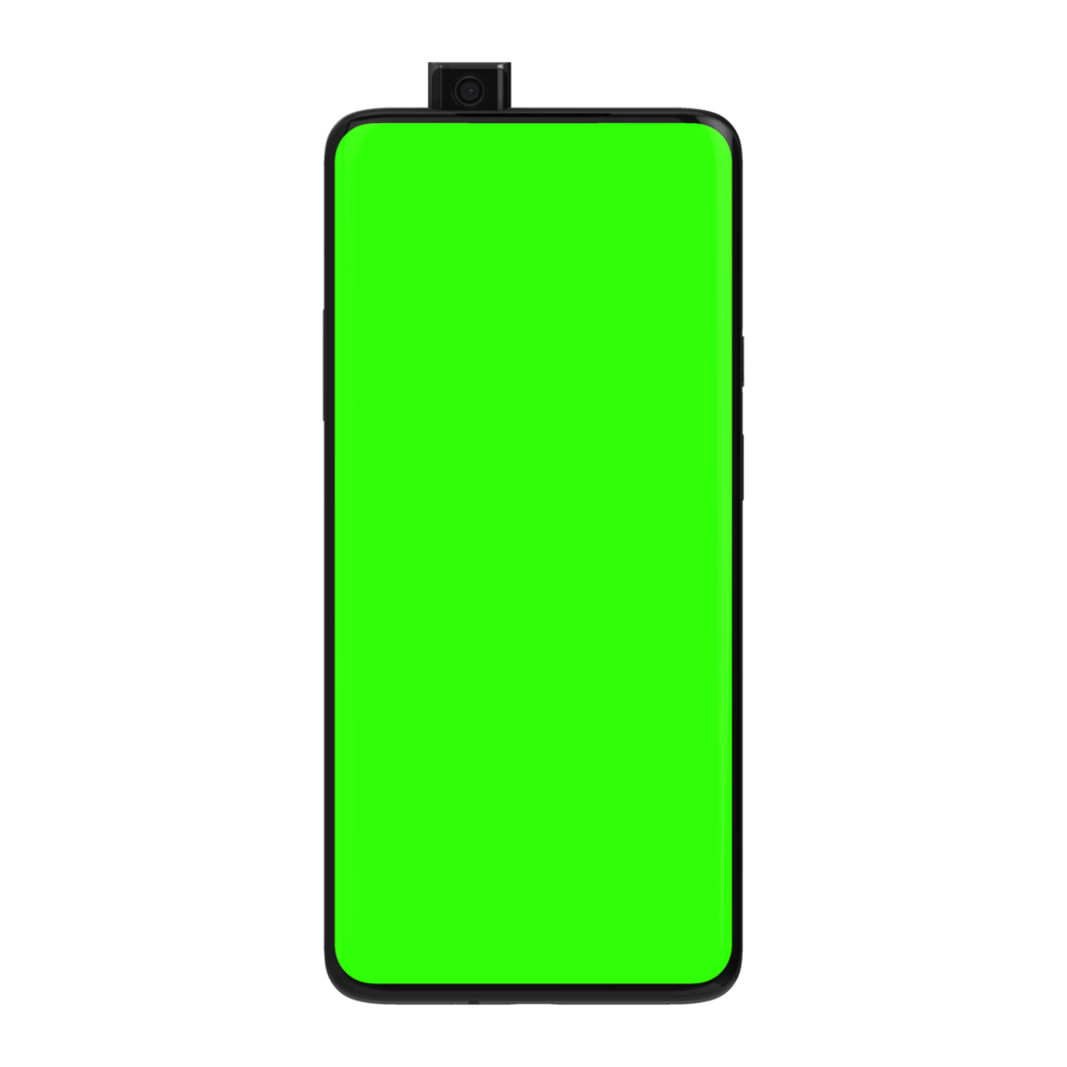 Full-screen display with a pop-up selfie camera greenscreen png