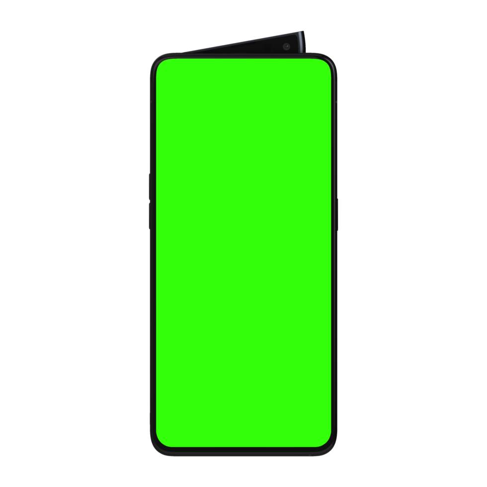 Shark-fin pop-up camera with a full-screen display greenscreen png