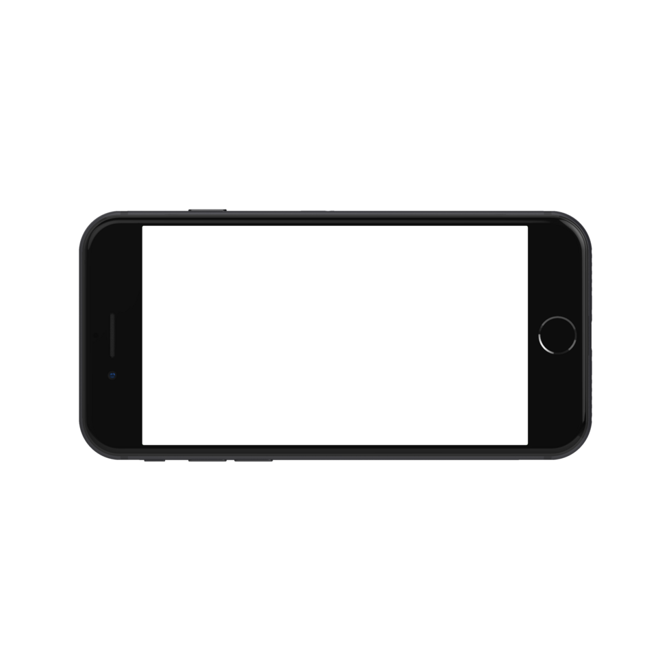 Transparent front display black phone landscape png