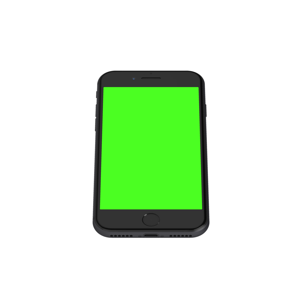 Transparent top display black phone greenscreen png
