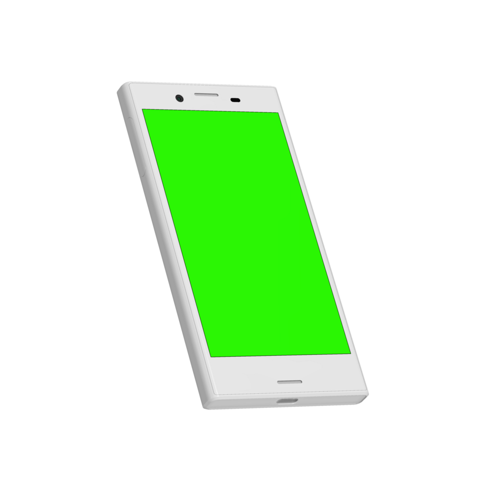 Transparent smartphone leaned right greenscreen png