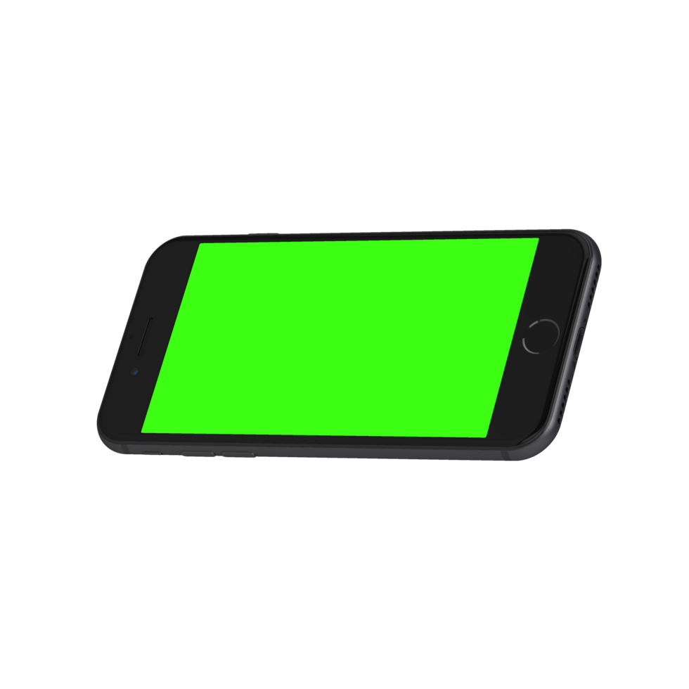 Transparent front display black phone greenscreen mockup png