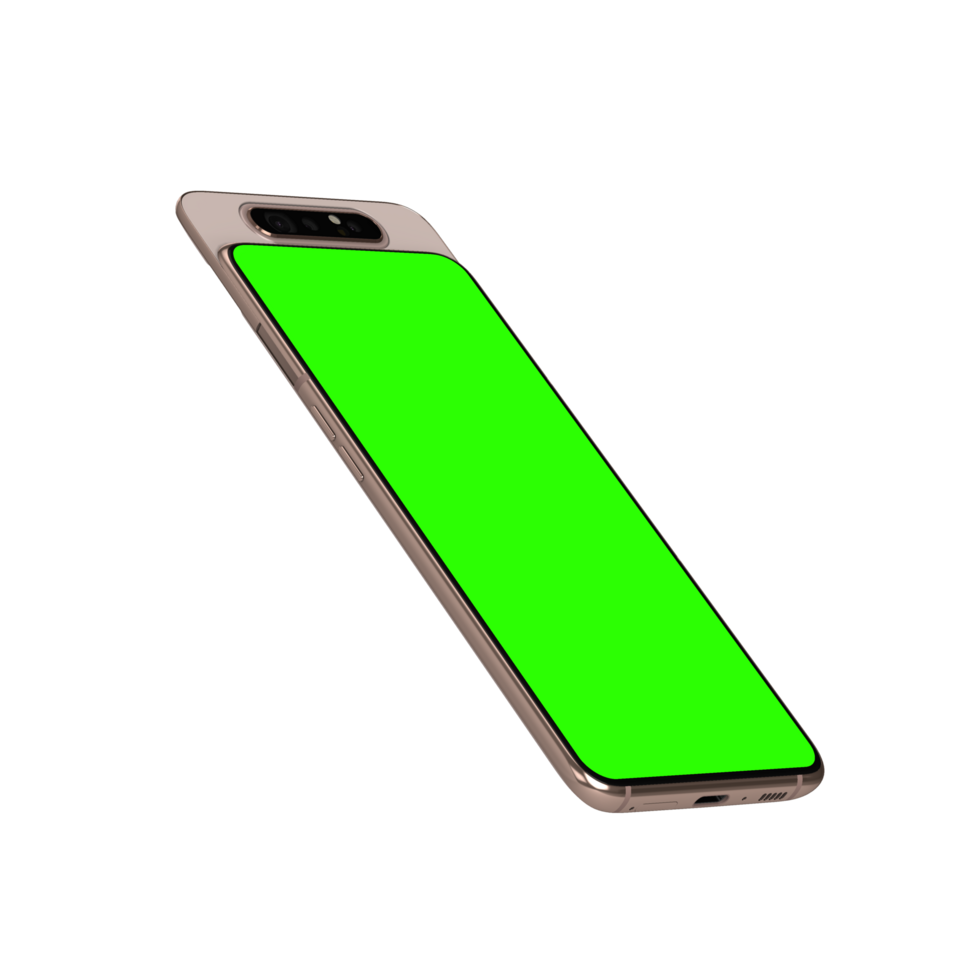 Clear phone leaned right angle greenscreen png