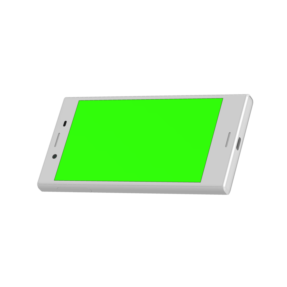 Transparent smartphone front greenscreen mockup png
