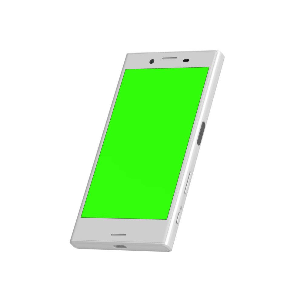 Transparent smartphone leaned left greenscreen png