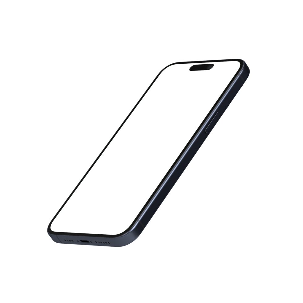 Transparent front smartphone 45 degree leaned left view png