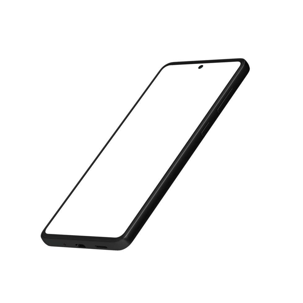 Smartphone clear front view transparent leaned left side png